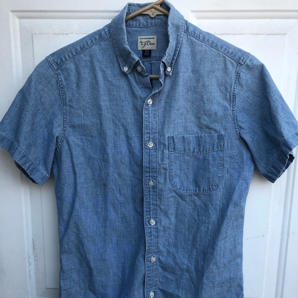 J crew slim short sleeve chambray shirt XS